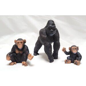 Schleich Vintage 2001 Silverback Gorilla & Chimpanzee Family Figurines Toys